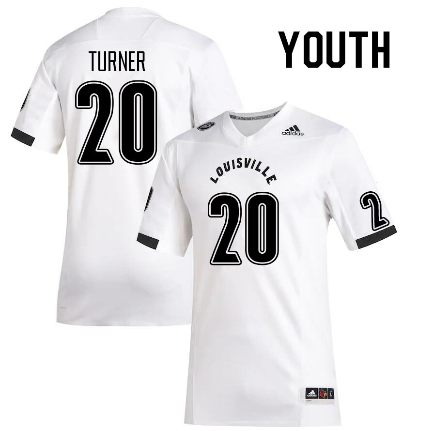 Youth #20 Maurice Turner Louisville Cardinals College Football Jerseys Sale-White